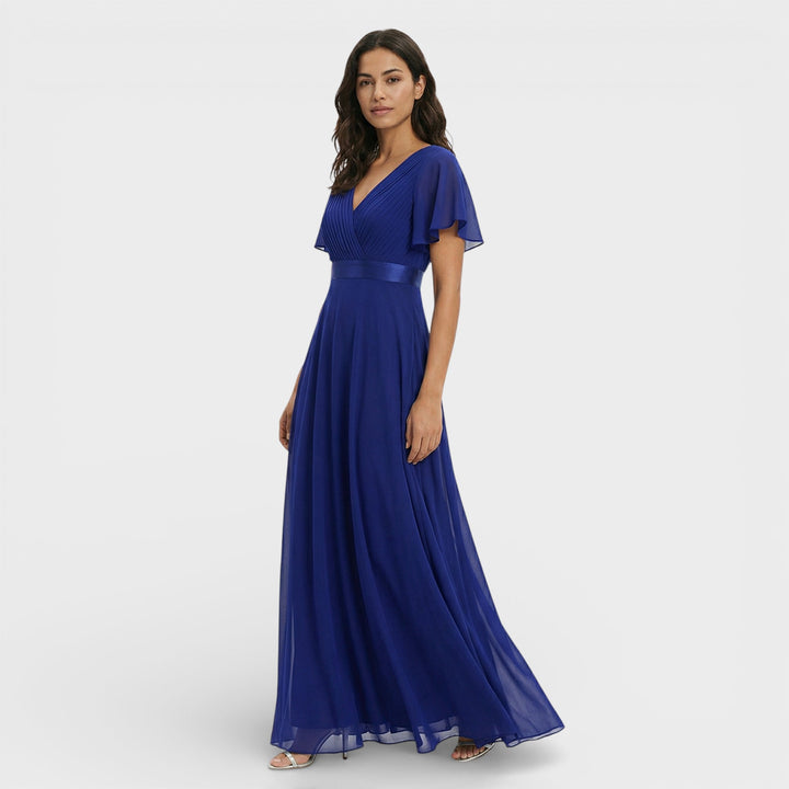 Robe Longue Fluide Manches Volantes Femme
