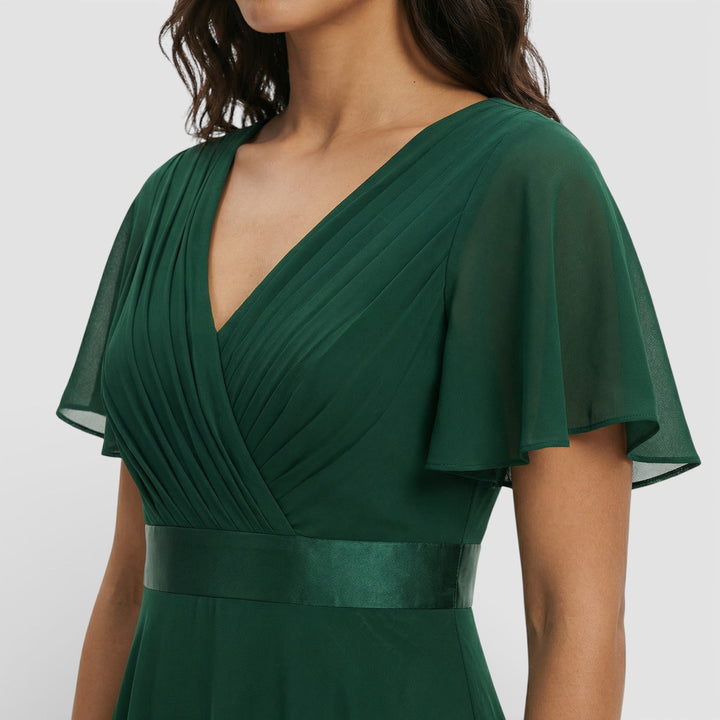 Robe Longue Fluide Manches Volantes Femme