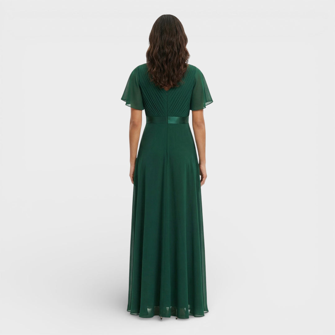 Robe Longue Fluide Manches Volantes Femme