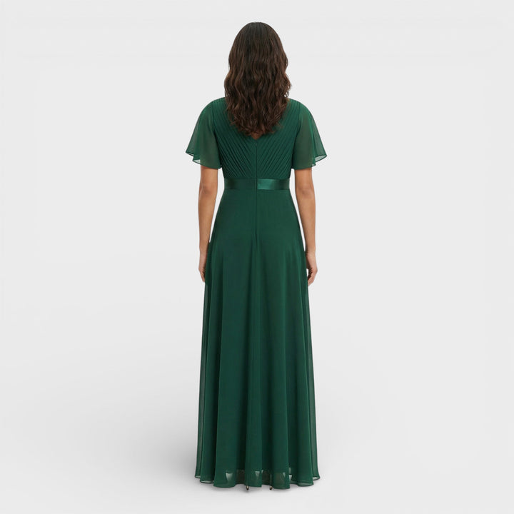 Robe Longue Fluide Manches Volantes Femme