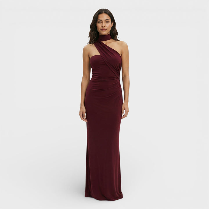 Robe Longue Halter Froncée Femme