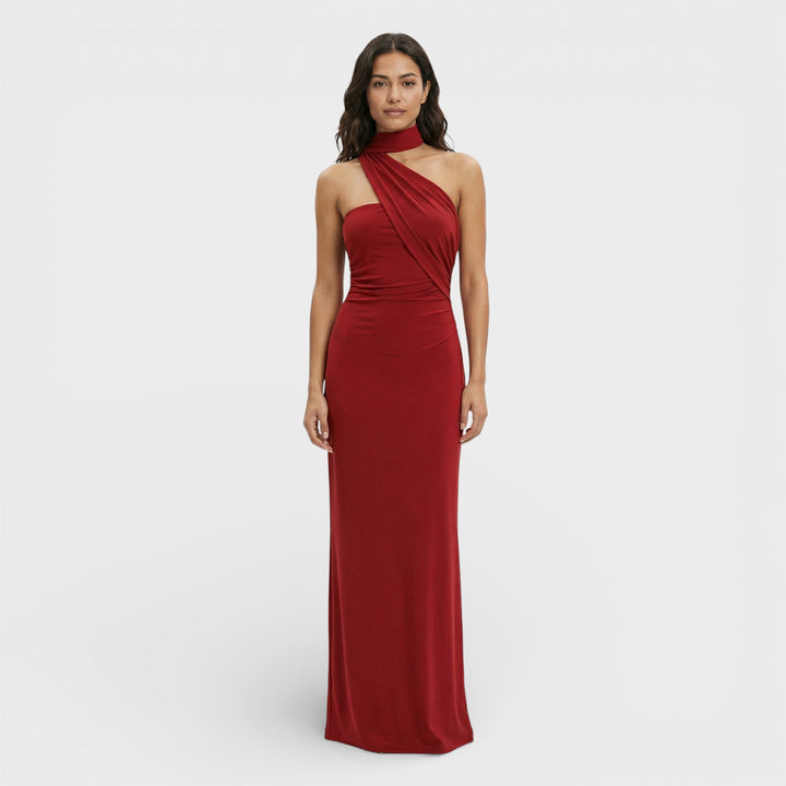 Robe Longue Halter Froncée Femme