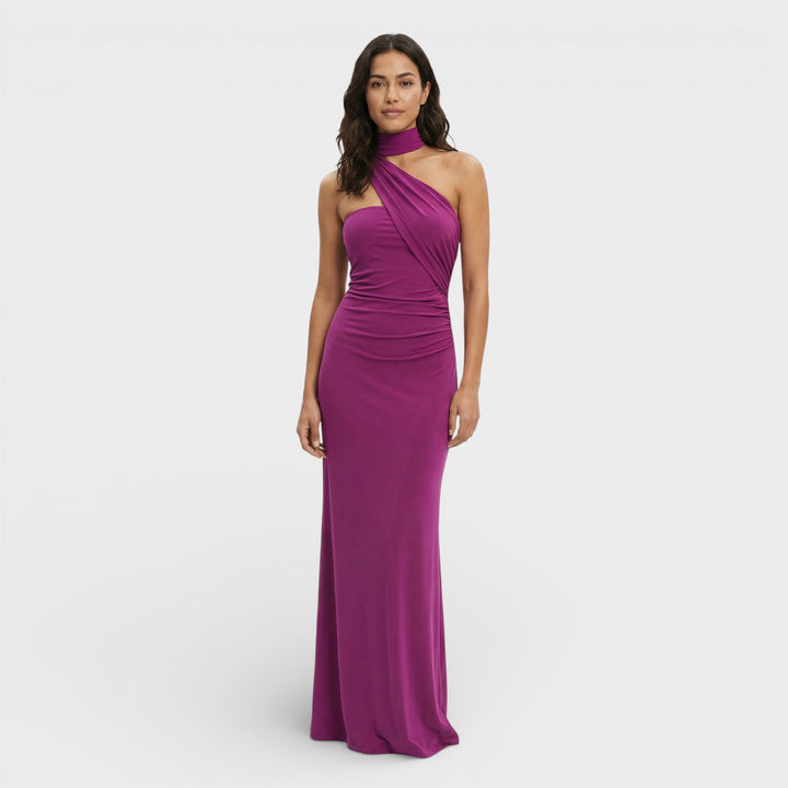 Robe Longue Halter Froncée Femme