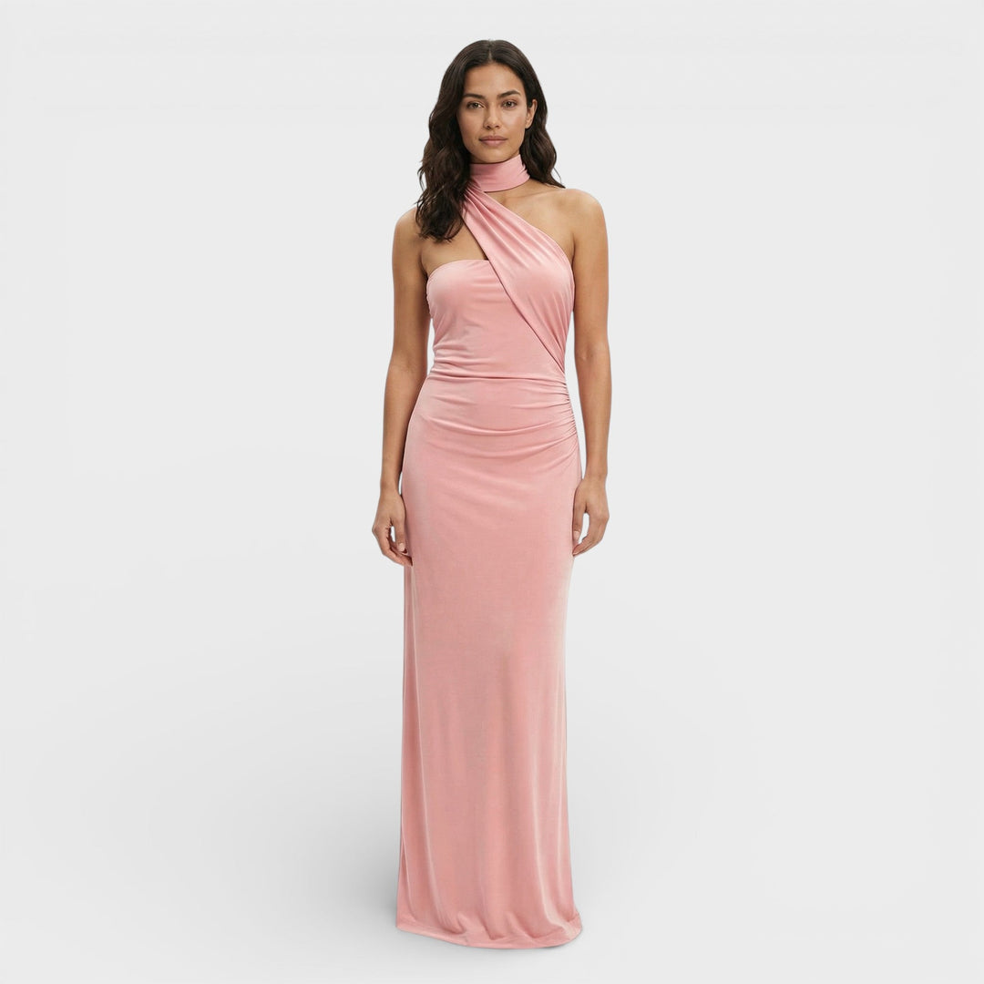 Robe Longue Halter Froncée Femme