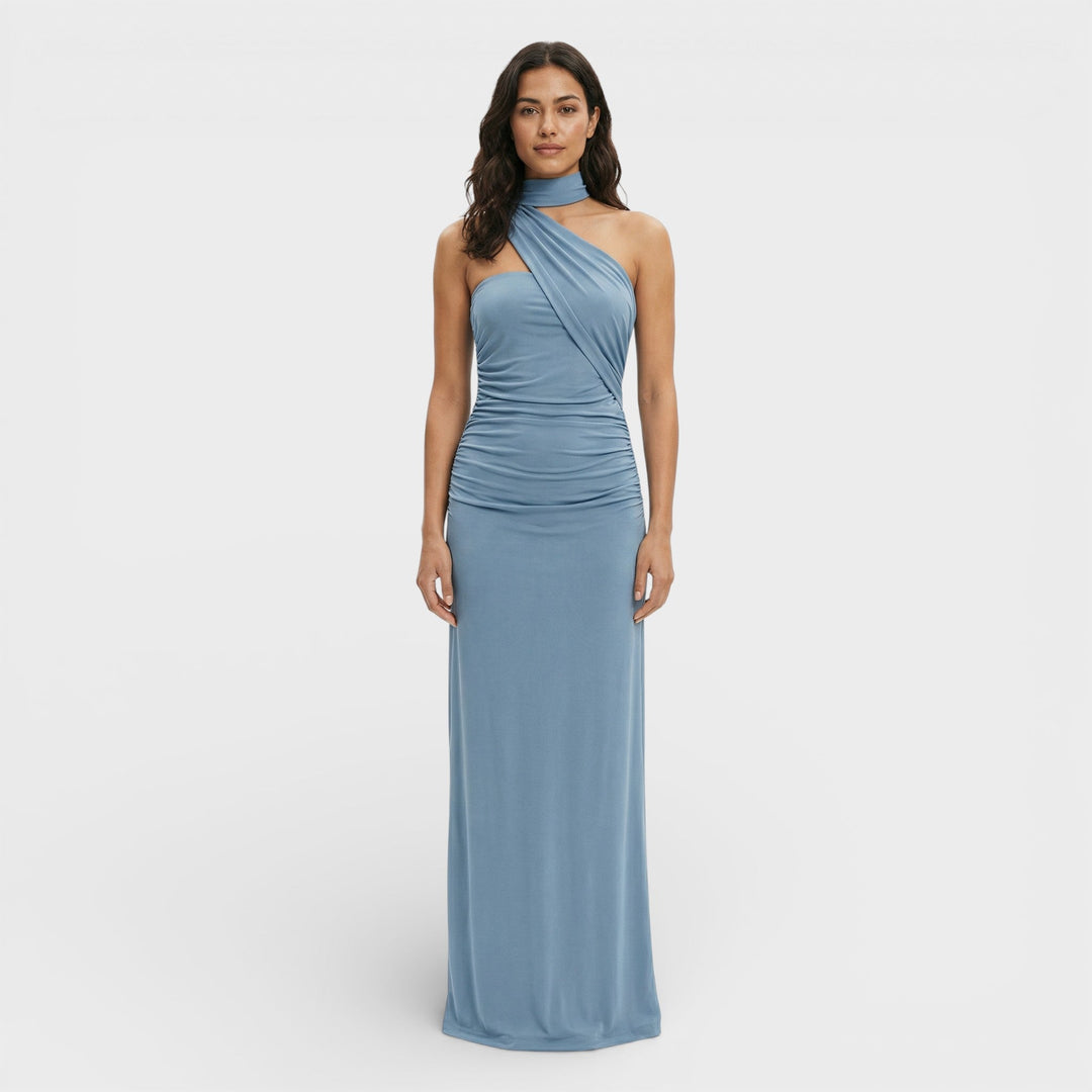 Robe Longue Halter Froncée Femme