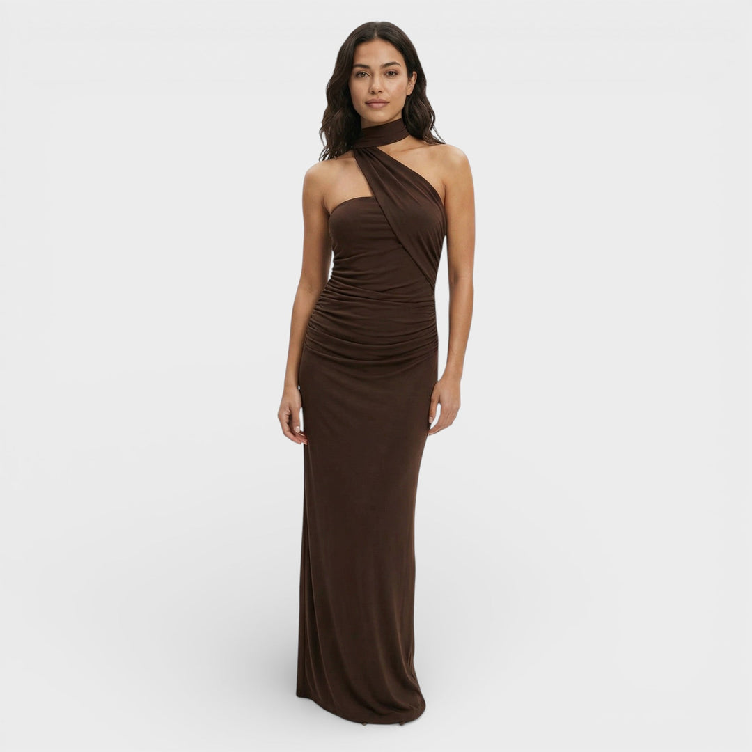 Robe Longue Halter Froncée Femme