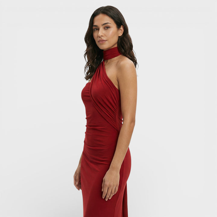 Robe Longue Halter Froncée Femme