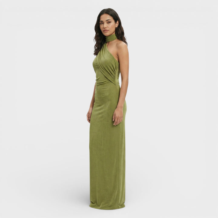 Robe Longue Halter Froncée Femme