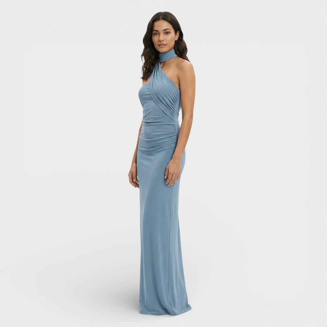 Robe Longue Halter Froncée Femme