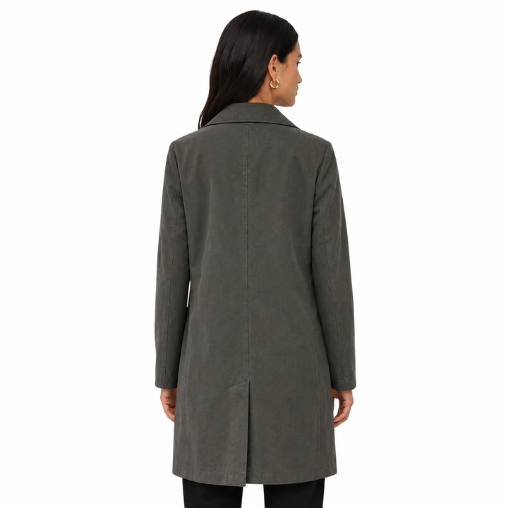 Manteau Long à Boutons et Col Classique Femme