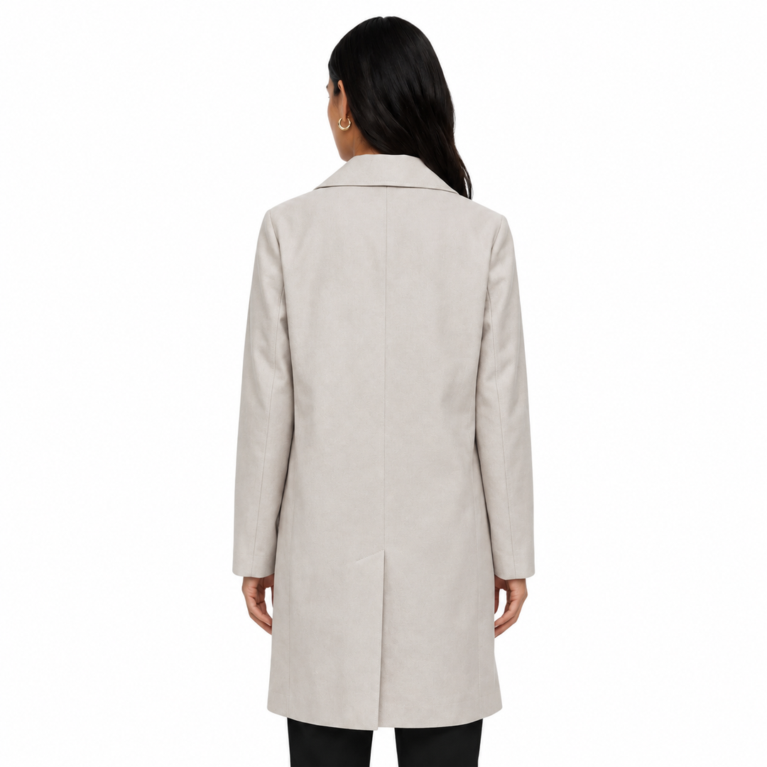 Manteau Long à Boutons et Col Classique Femme