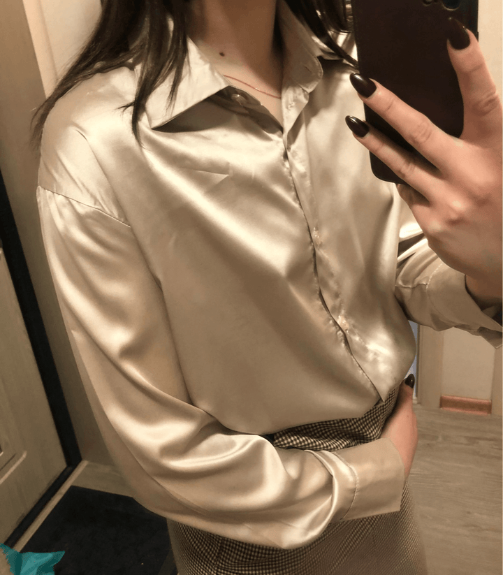 Chemisier Satiné Boutonné Femme