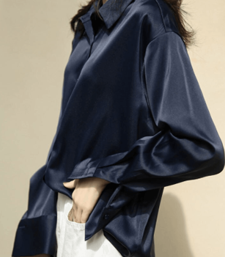 Chemisier Satiné Boutonné Femme