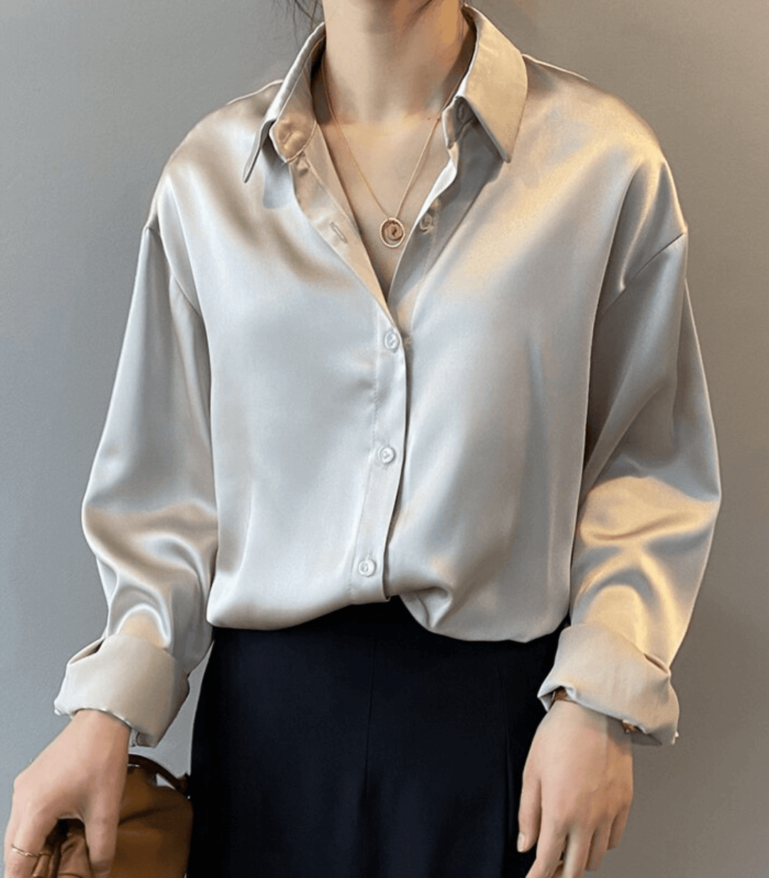 Chemisier Satiné Boutonné Femme
