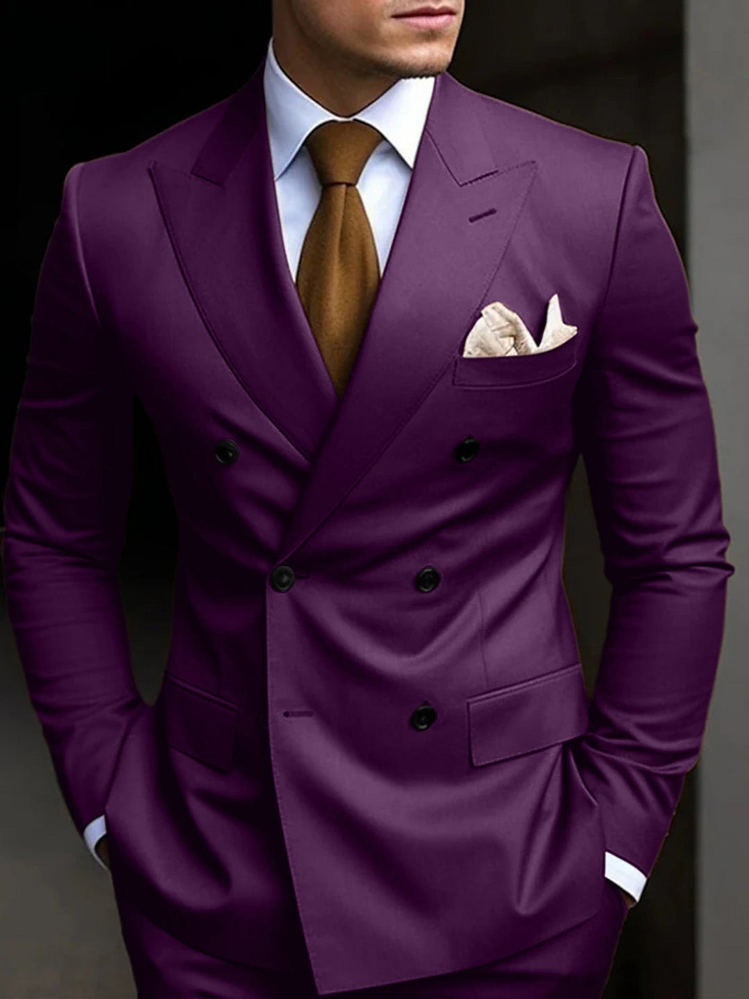 Costume 2 Pièces à Veste Croisée Homme