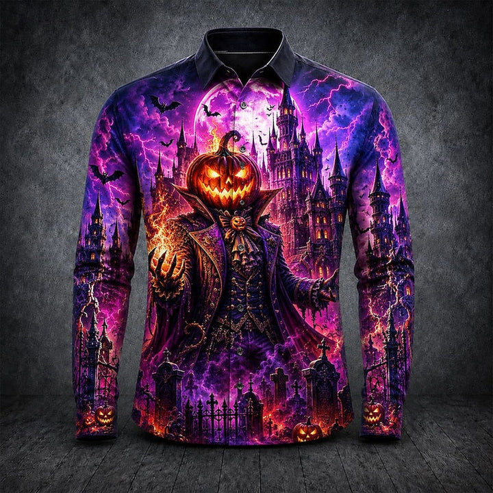 Chemise Halloween Imprimé Citrouille Gothique Homme