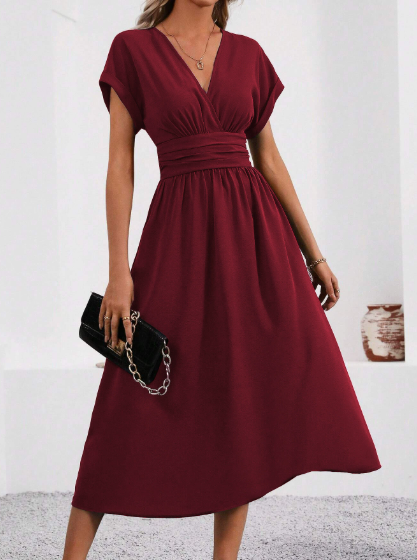 Robe Midi Cache-Cœur Femme