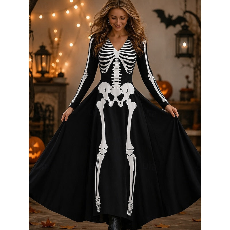 Robe Maxi Halloween Squelette Femme