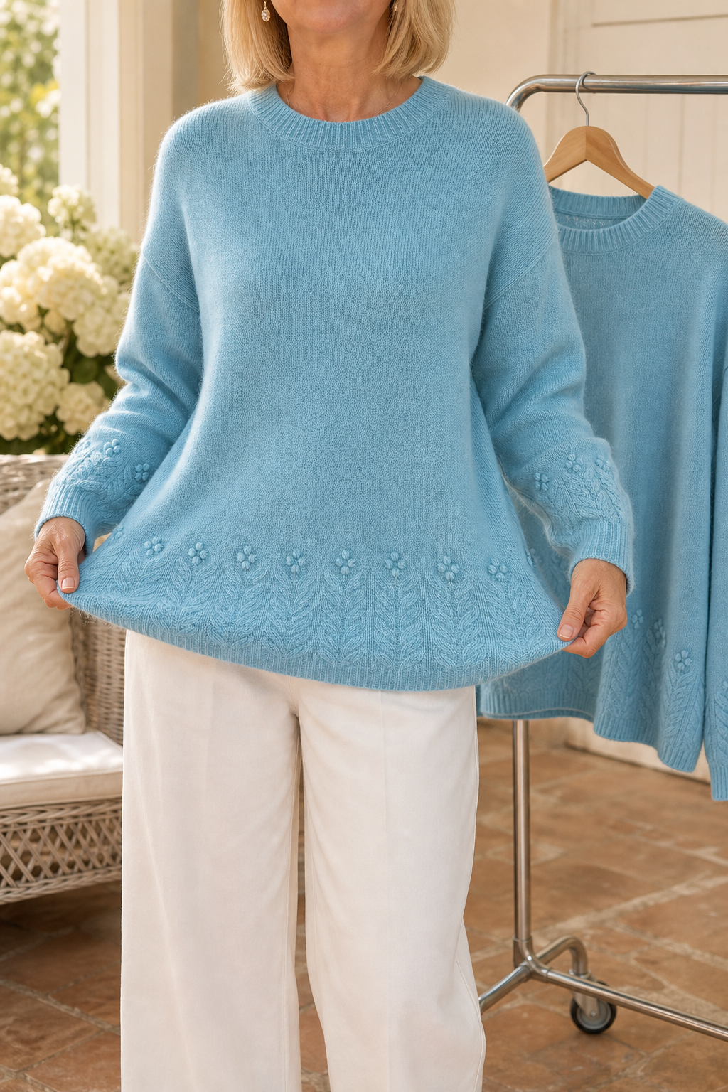 Pull En Maille À Motifs Floraux Femme