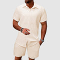Men's Textured Shirt and Shorts Set