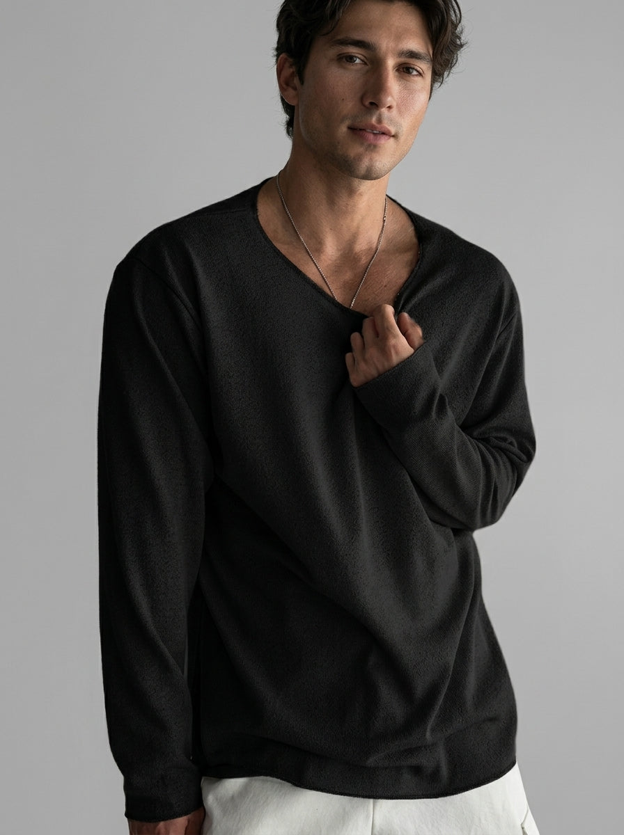 Pull à Col V et Manches Longues Homme