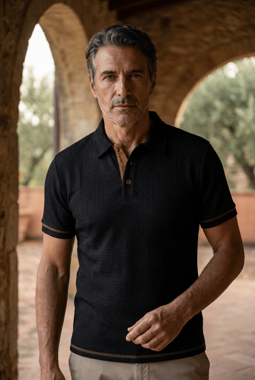Polo Texturé Élégant Homme