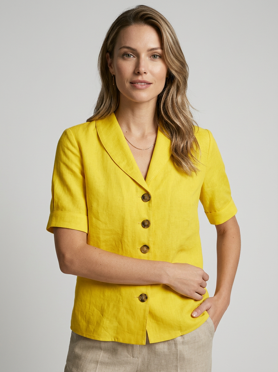 Blouse Fluide Manches Courtes Femme