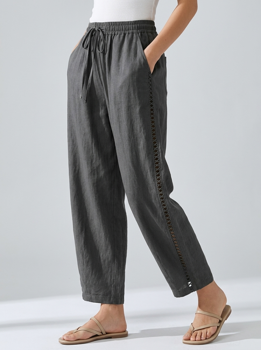 Pantalon Fluide Taille Élastique Femme