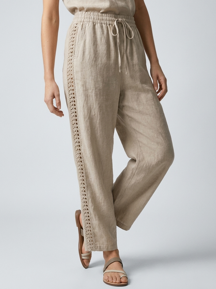 Pantalon Fluide Taille Élastique Femme