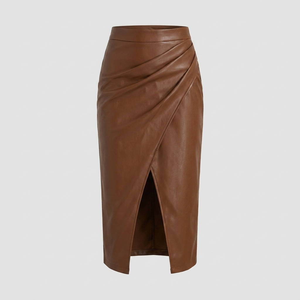 Jupe Mi-Longue Drapée Effet Portefeuille Femme