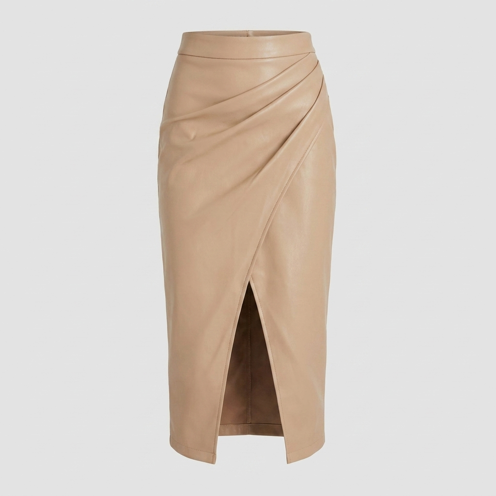 Jupe Mi-Longue Drapée Effet Portefeuille Femme