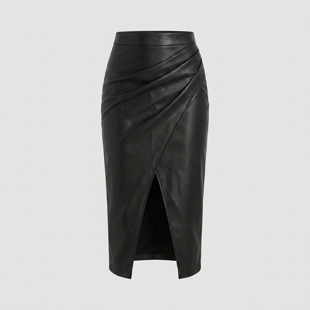 Jupe Mi-Longue Drapée Effet Portefeuille Femme
