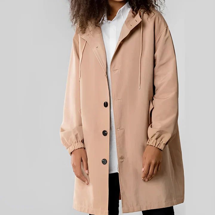 Trench à Capuche Boutonné Femme