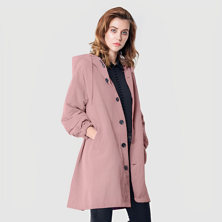 Trench à Capuche Boutonné Femme
