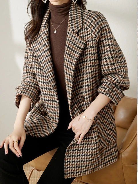 Blazer À Motif Pied-de-Poule Femme