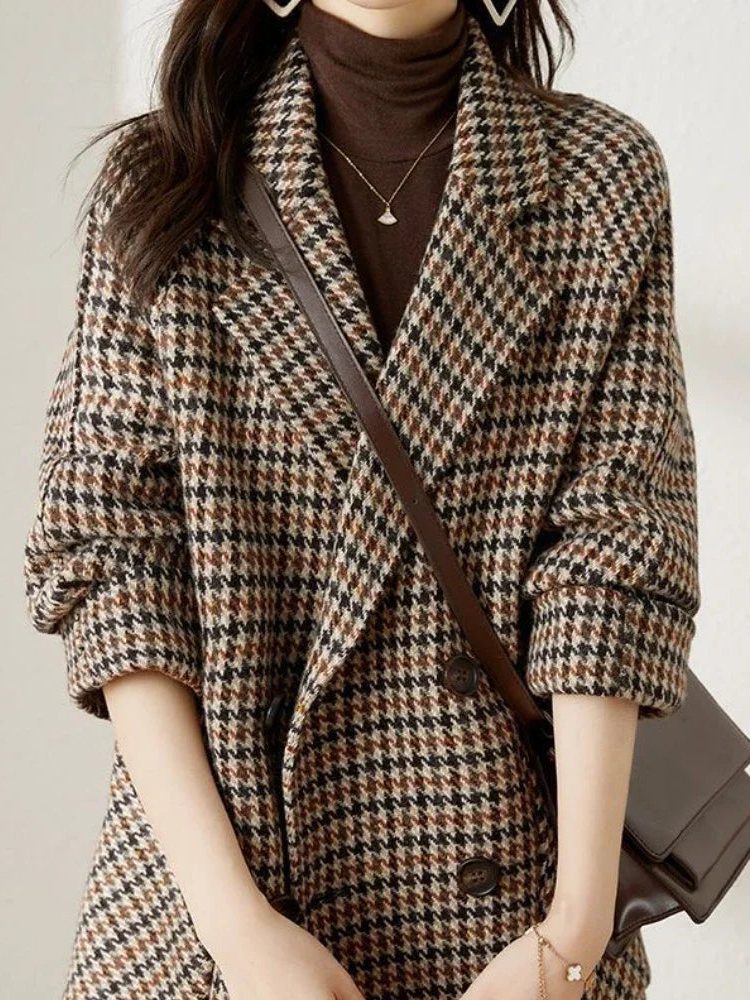 Blazer À Motif Pied-de-Poule Femme