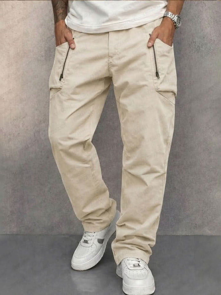 Pantalon Cargo Coupe Droite à Détails Zippés Homme