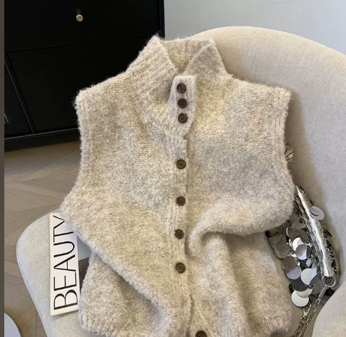 Gilet Sans Manches Boutonné Femme
