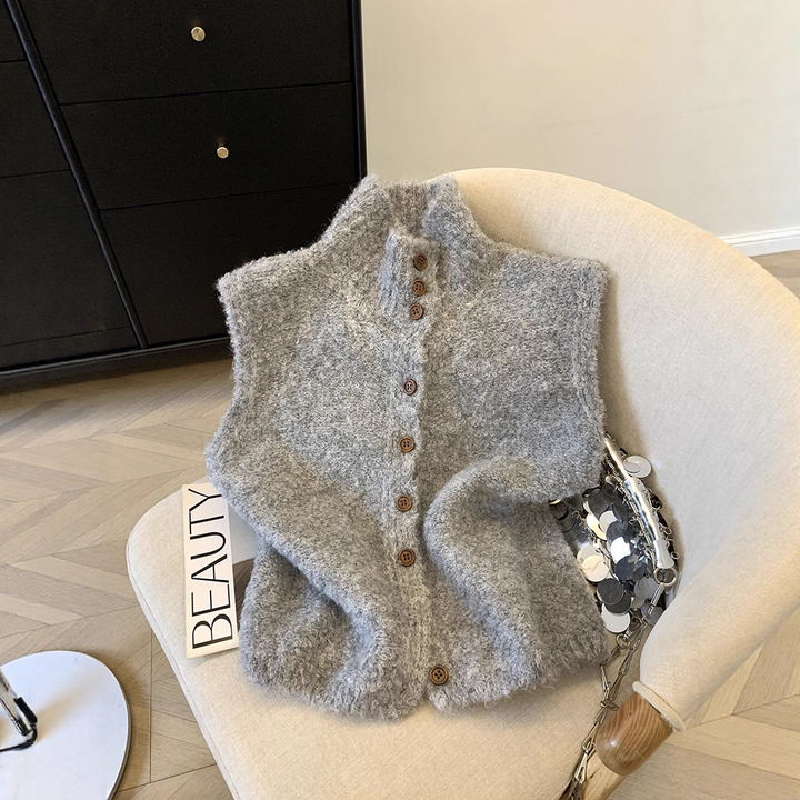 Gilet Sans Manches Boutonné Femme
