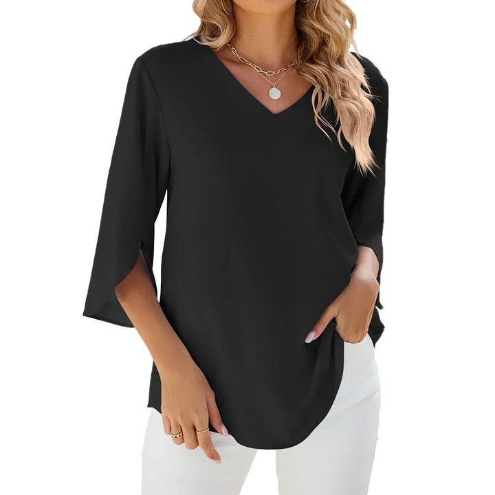 Blouse Décontractée Col V Femme