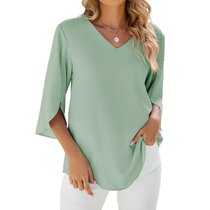 Blouse Décontractée Col V Femme