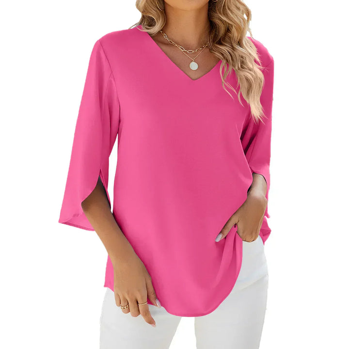 Blouse Décontractée Col V Femme