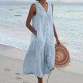 Women's Sleeveless Button-Down Maxi Dress