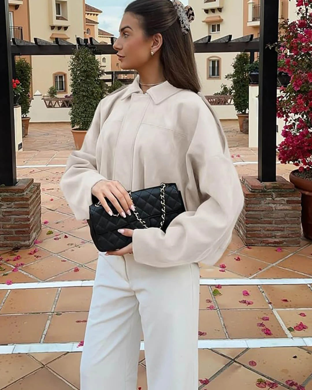 Veste Courte À Col Structuré Femme