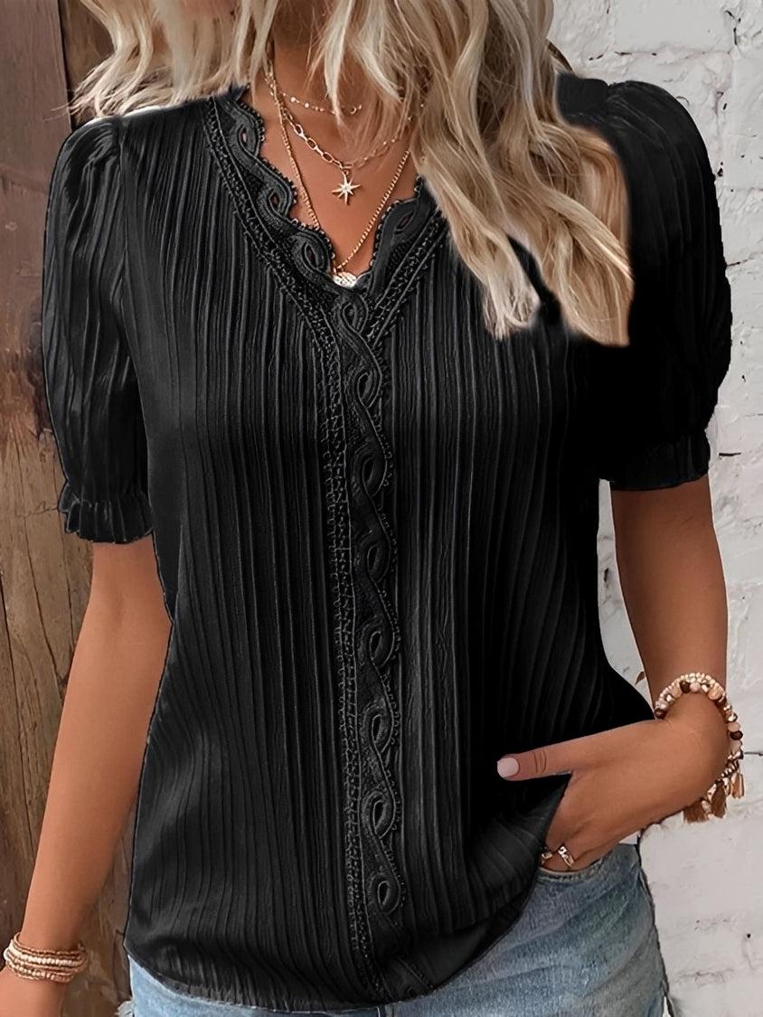 Blouse Plissée Dentelle Femme