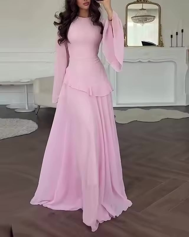 Robe Longue à Manches Évasées Femme