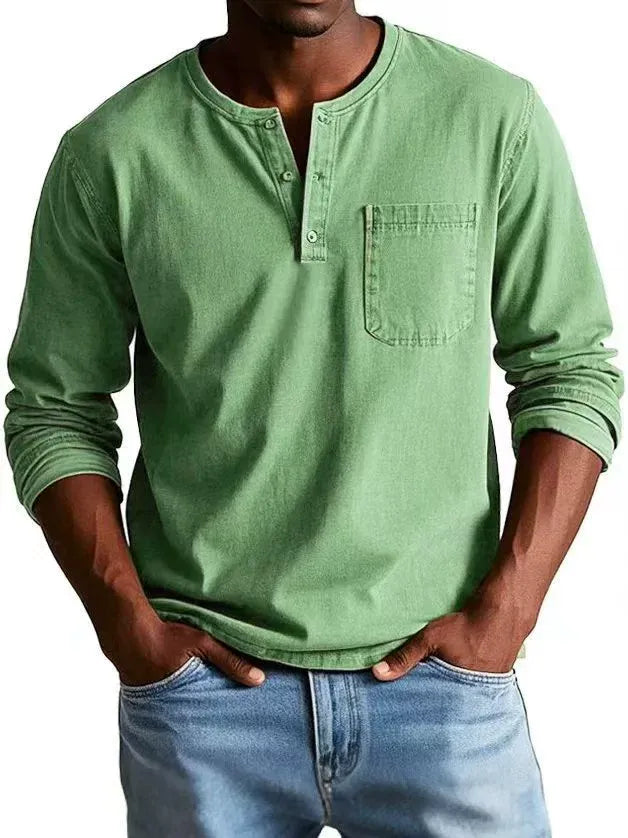 T-shirt Henley Manches Longues Homme