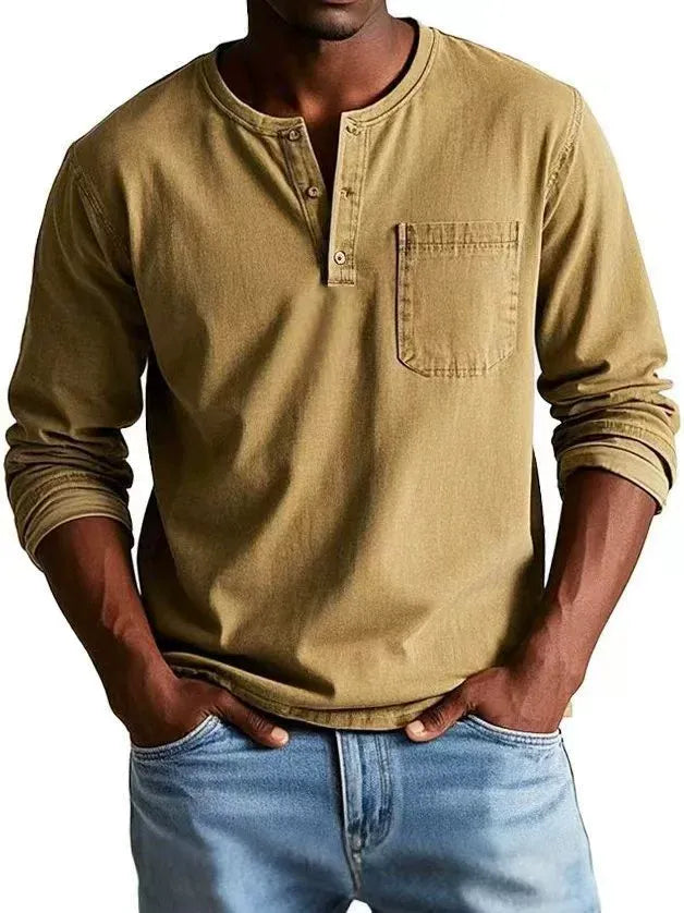 T-shirt Henley Manches Longues Homme