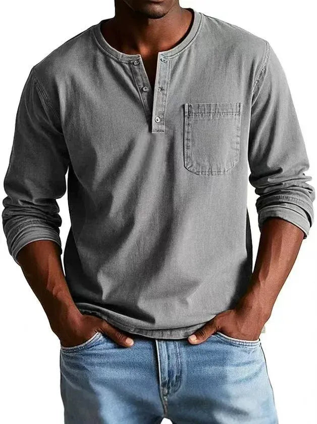 T-shirt Henley Manches Longues Homme