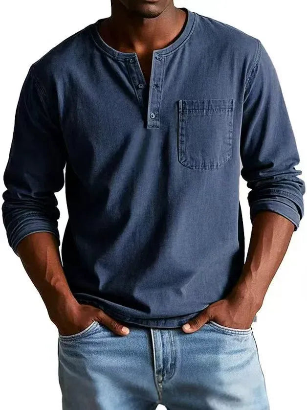 T-shirt Henley Manches Longues Homme